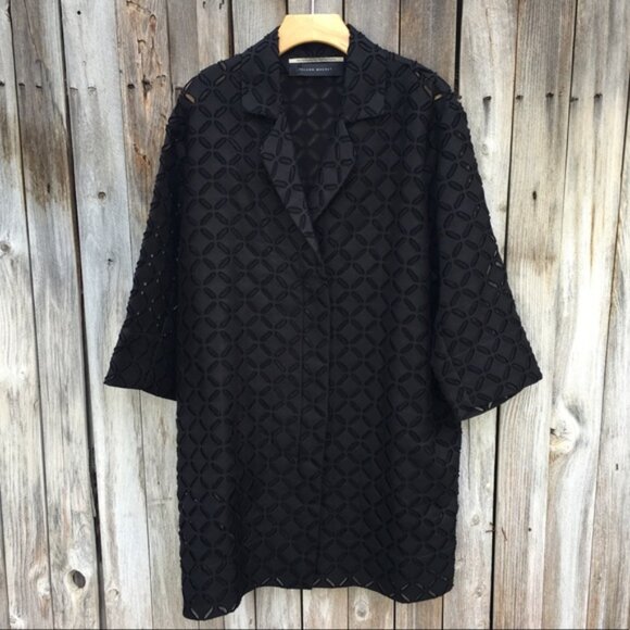 Roland Mouret Cutout Jacket Cotton Blend Black 10 - Picture 3 of 12